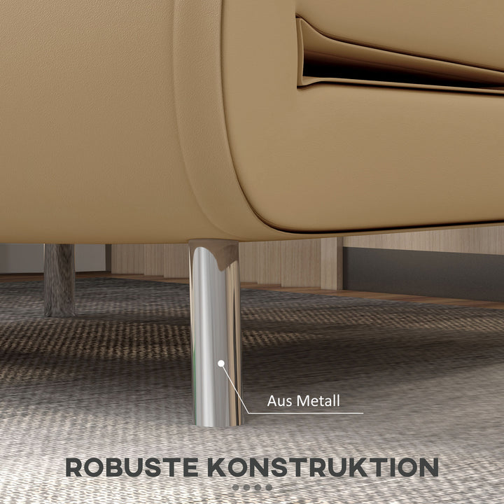 Lænestol med lænefunktion, knapsyninger, linnedlook, 77 cm x 88 cm x 83 cm, brun