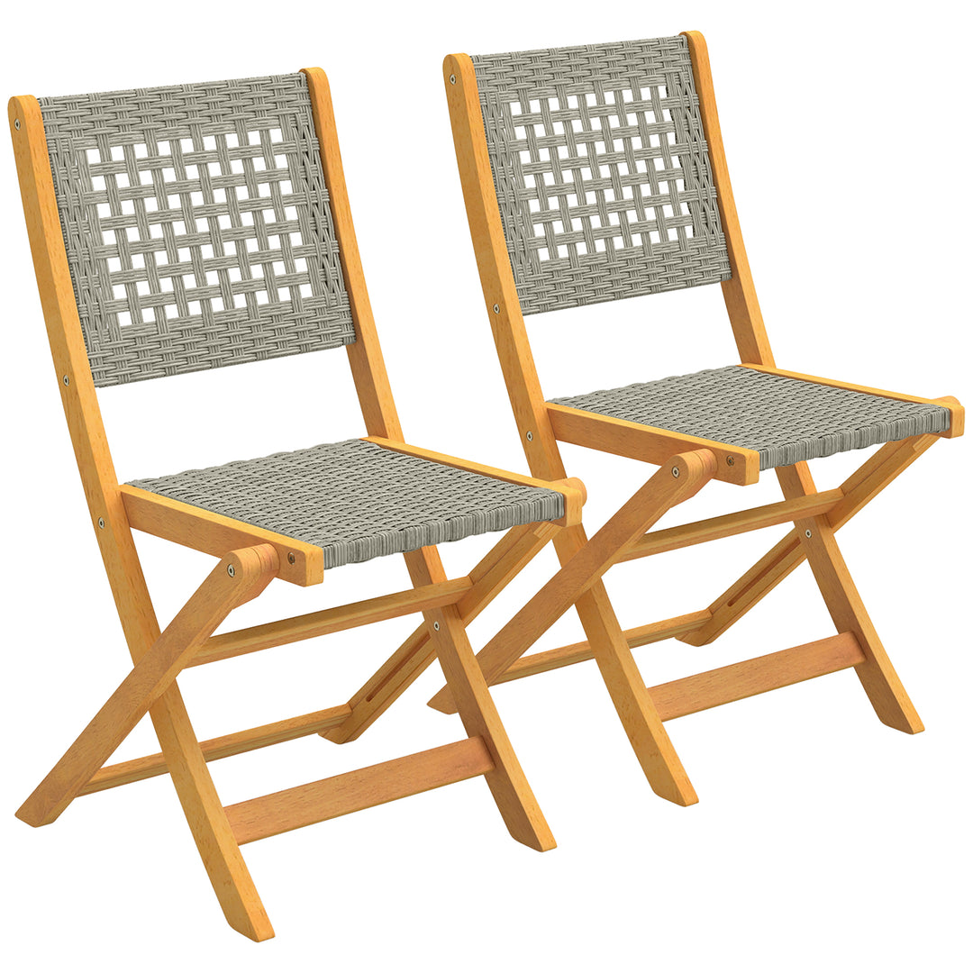 Havestole, sæt med 2, FSC klapstole med åndbart sæde, komfortabel sædehøjde, lavet af massivt træ og polyrattan