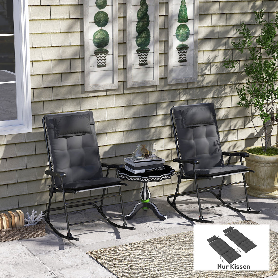 Sæt med 2 hynder til liggestol, vandafvisende hynde til haveliggestol, hynde 50x116x5 cm, mørkegrå