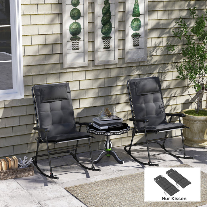 Sæt med 2 hynder til liggestol, vandafvisende hynde til haveliggestol, hynde 50x116x5 cm, mørkegrå