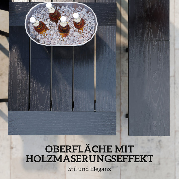 Ølteltsæt til 6 personer, vejrbestandigt, trælook, aluminiumsramme, sort