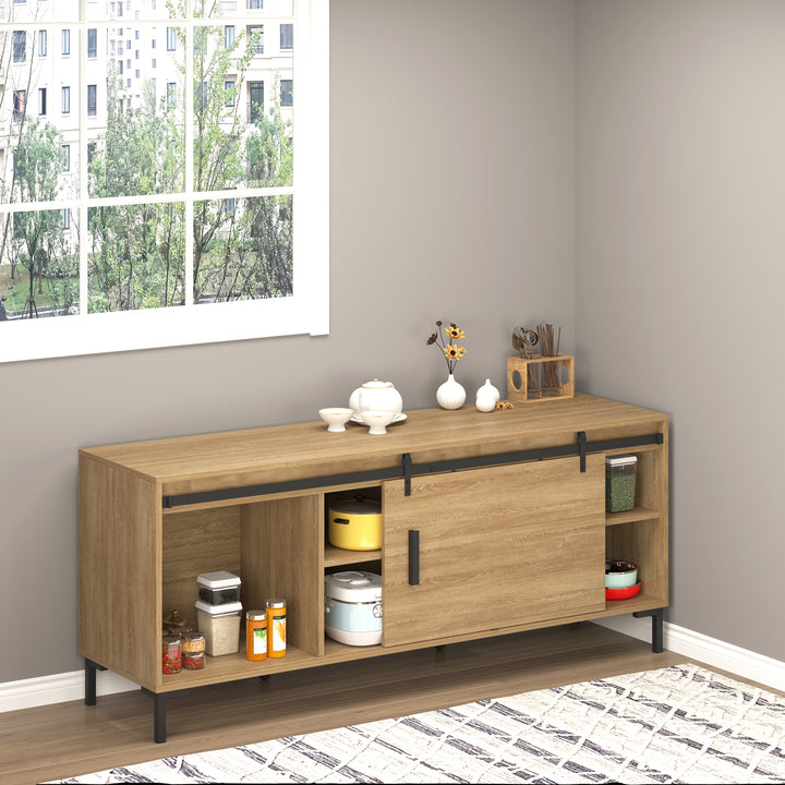 183 Cm skydedør komplet sæt skydedørsbeslag med gulvskinne, skydedørsskinne, ruller skydedørssystem til enkelt træskydedør