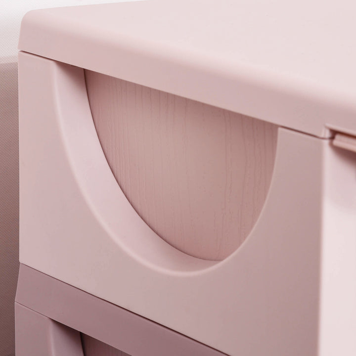 Opbevaringskasser til børn, 3 skuffer, afrundede kanter, hævet design, 37 x 37 x 56,5 cm, lyserød