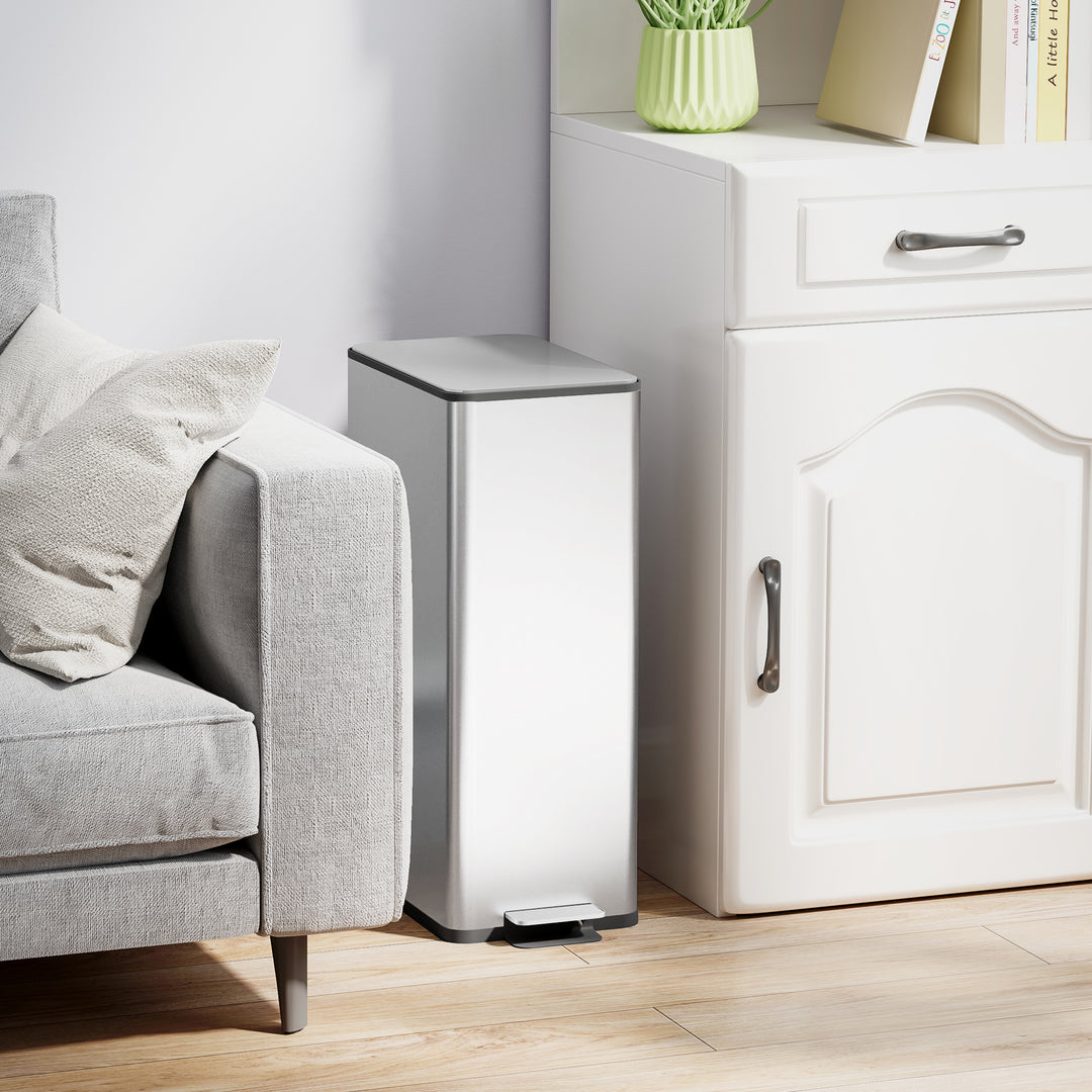 Skraldespand 20l, soft-close låg, deodorantrum, fingeraftrykssikker, rustfrit stål, sølv