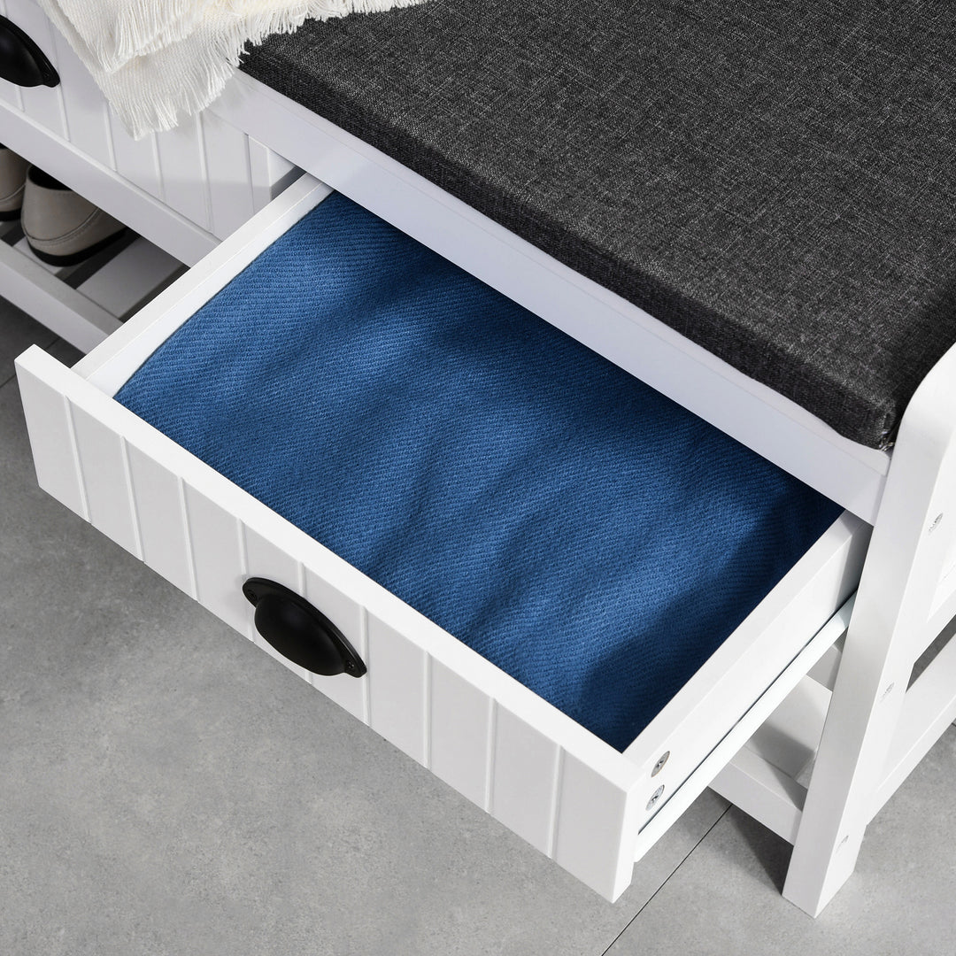 Knagerække med kroge, garderobe med skobænk, til entré, entré, metal, mdf, hvid+grå