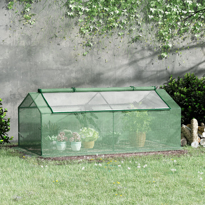 Foliedrivhus med vindue, tomathus, kold ramme, 180 x 90 x 70 cm, grøn