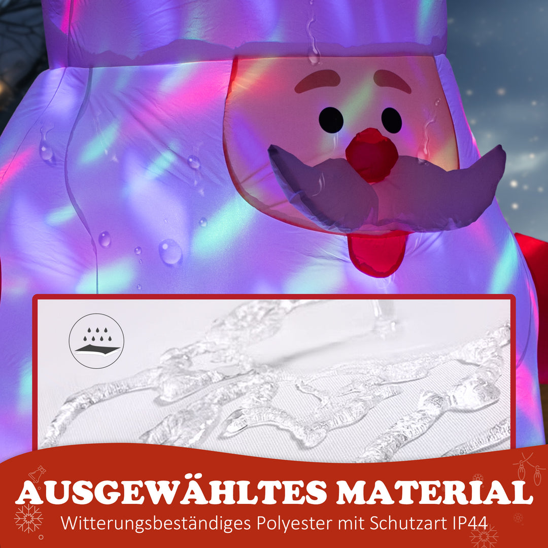 Oppustelig julemand med roterende lyskugle, juledekoration til haven