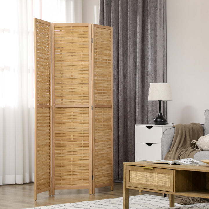 Rumdeler foldbar skillevæg privacy screen, bambus, 3-delt, 120 cm x 170 cm x 1,8 cm, naturlig