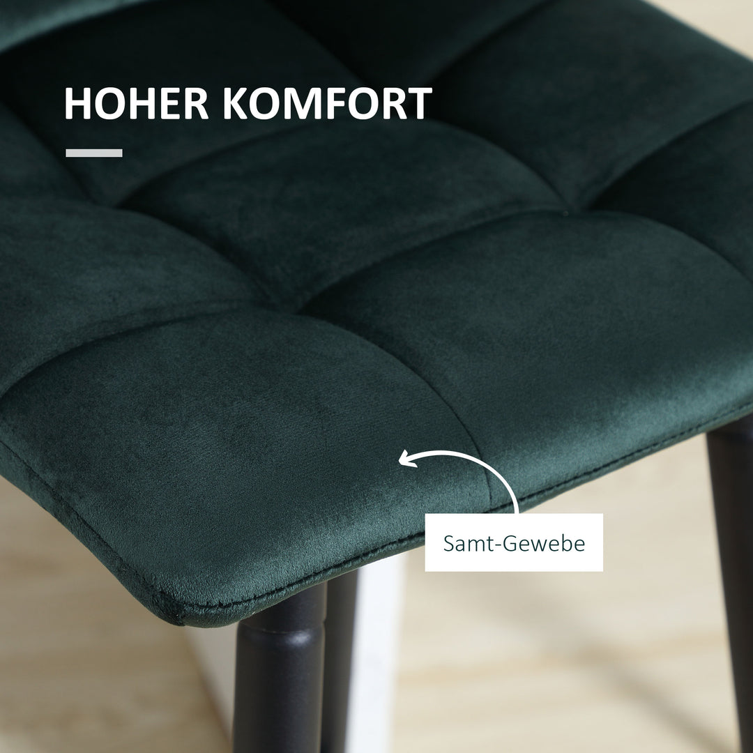 Barstolsæt med 2, moderne design, blødt sæde, stålstel, 42 x 47 x 105 cm, grøn