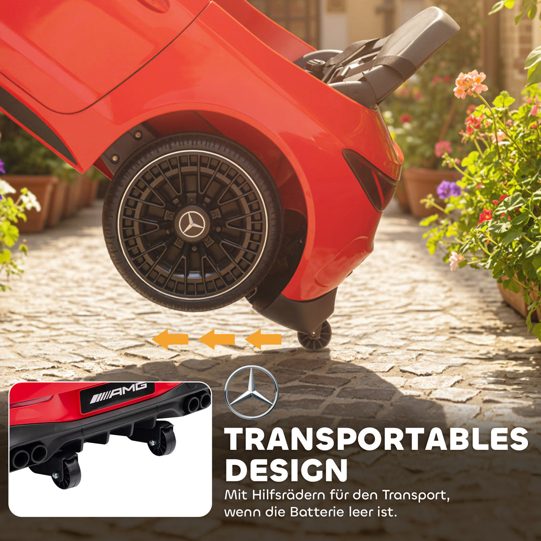 Børne elbil, Mercedes design, 12V motor, fjernbetjening, LED-lys, musik, til børn i alderen 3-6 år, rød