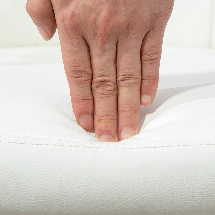 Kontorstol, ergonomisk skrivebordsstol med armlæn, polstret ryglæn, hvid