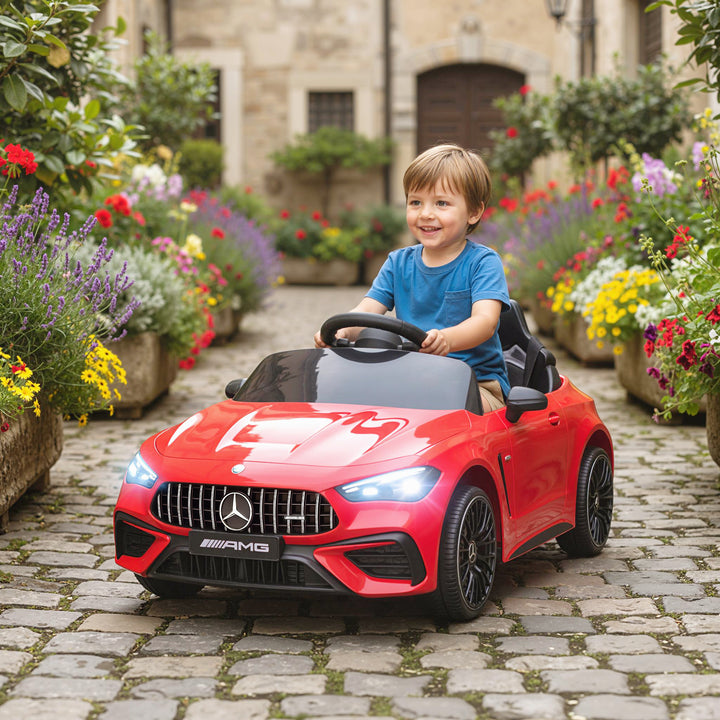 Børne elbil, Mercedes design, 12V motor, fjernbetjening, LED-lys, musik, til børn i alderen 3-6 år, rød