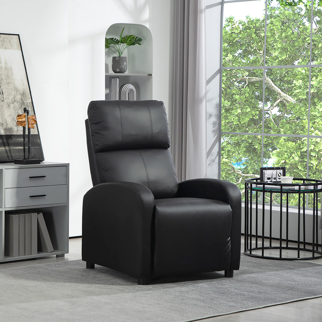 Lænestol tv-stol lænestol med lænefunktion kunstlæder (sort)