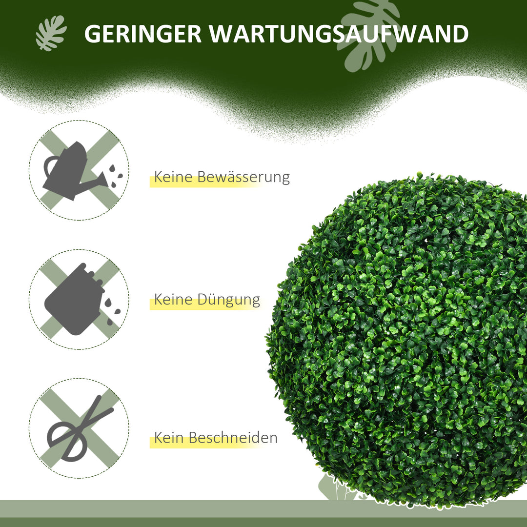 Sæt med 2 buksbomkugler, kunstige planter, stueplanter med UV-beskyttelse, dekorative planter, til indendørs og udendørs brug, grøn
