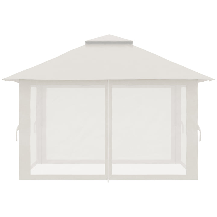 Foldbar pavillon, højdejusterbar, 4 netvægge, ventileret tag, bæretaske, hurtig montering, 4 x 4 x 3 m, cremehvid