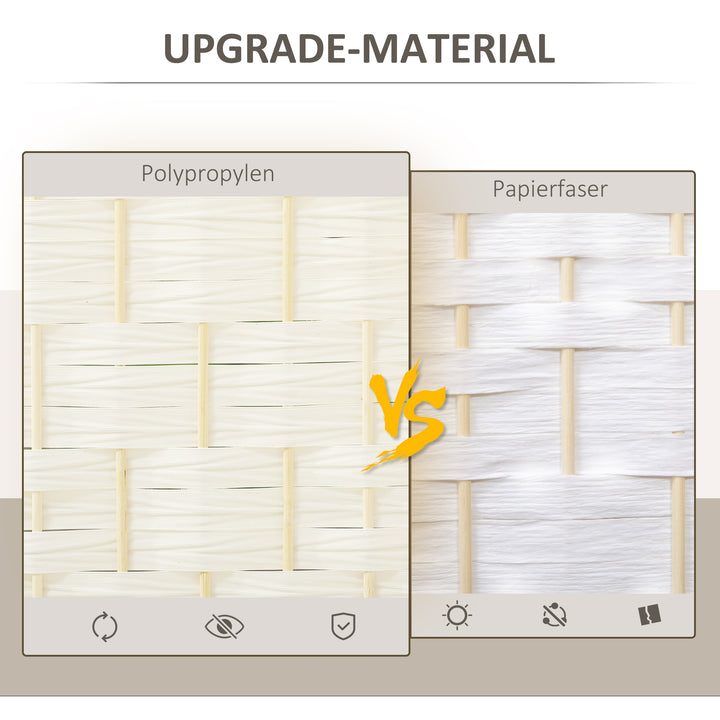Rumdeler, 4-panels foldbar skillevæg, vævet mønster, fyrretræ, hvid