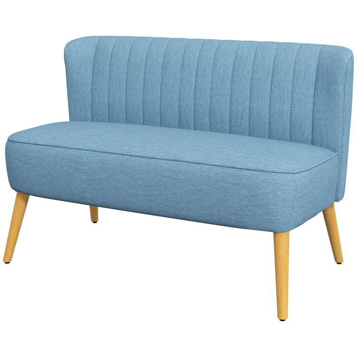 2-Personers sofa i retro-look, blød polstring, letplejeligt betræk, op til 150 kg, 117 x 56,5 x 77 cm, blå