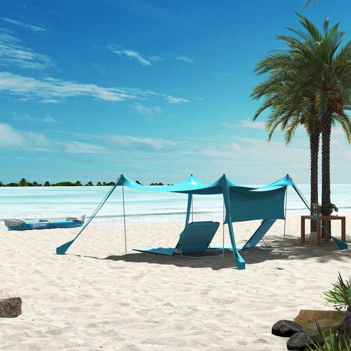 Solsejl, vandtæt, justerbar, let, foldbar, stålstøtter, 3x3x2m, himmelblå