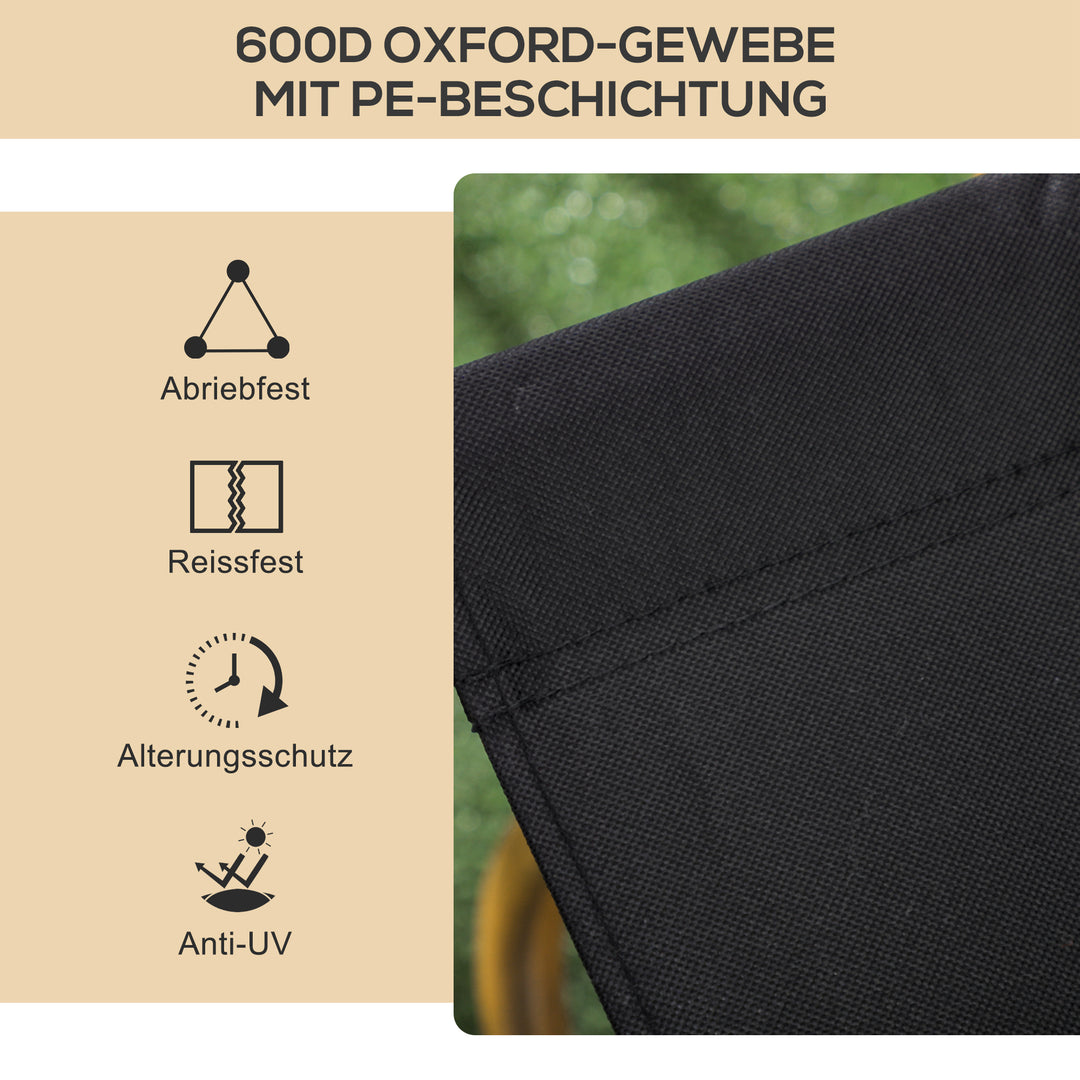 Campingstole, 2 x strandstole, foldbare, stål, trælook, sorte