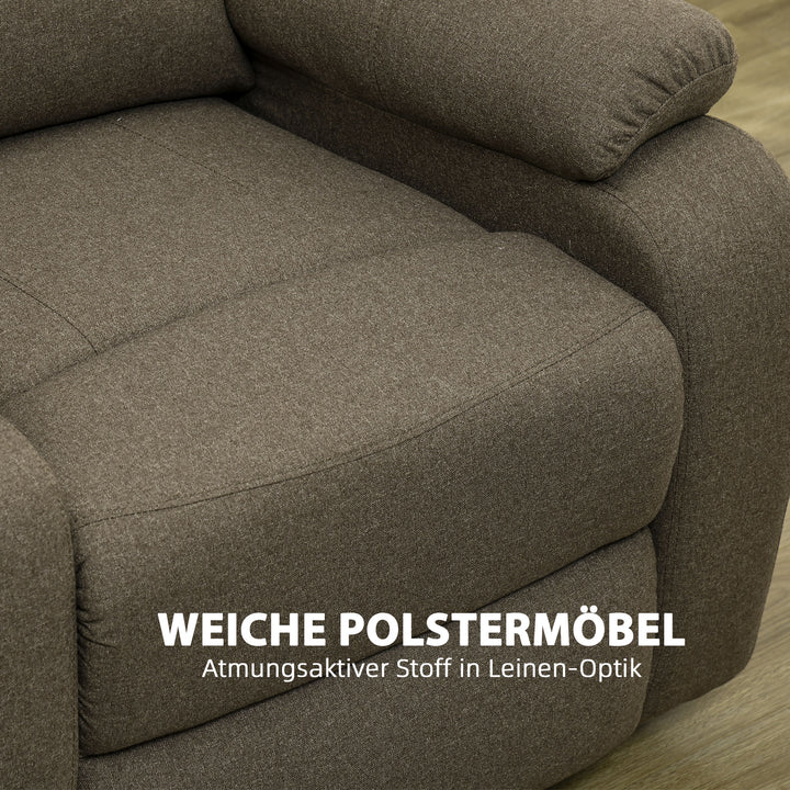 Lænestol med hældningsfunktion og fodstøtte, justerbar, op til 150 kg, stålstel, 90 x 96 x 98 cm, brun