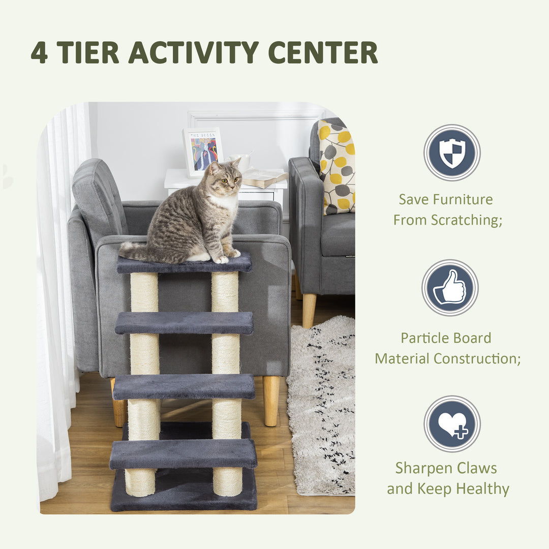 Hundetrappe 4 trin 59 cm høje kæledyrstrapper til katte og hunde hunderampe kattetrappe indstigningshjælp til seng, sofa, legeplads grå