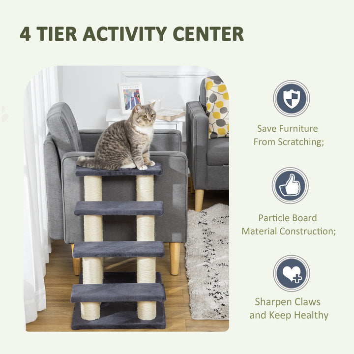 Hundetrappe 4 trin 59 cm høje kæledyrstrapper til katte og hunde hunderampe kattetrappe indstigningshjælp til seng, sofa, legeplads grå