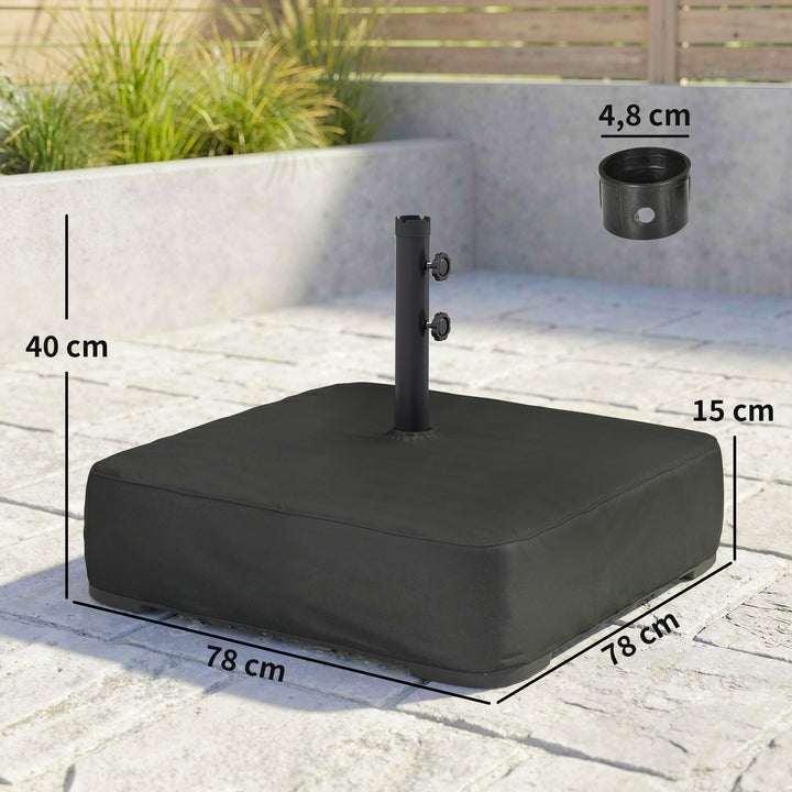 Parasolfod, 80 kg sandfyldning, robust stativ til fritstående parasoller og 48 mm stænger, sort