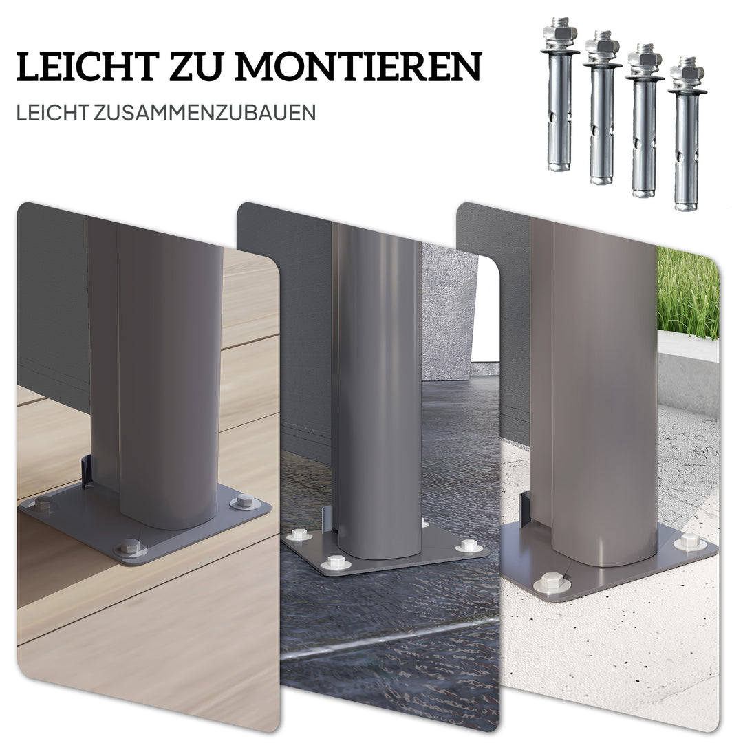 Sidemarkise, udtrækkelig, uigennemsigtig privatlivsskærm med vægbeslag, belægning, 300x140 cm, mørkegrå