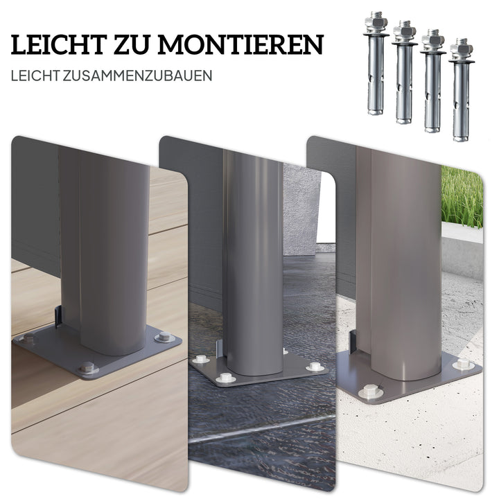 Sidemarkise, udtrækkelig, uigennemsigtig privatlivsskærm med vægbeslag, belægning, 300x140 cm, mørkegrå