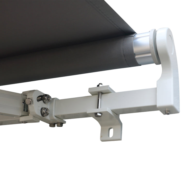 Markise med leddelt arm, justerbar klemme, terrassemarkise, 3,95 x 3 m solafskærmning med håndsving, balkonmarkise, grå