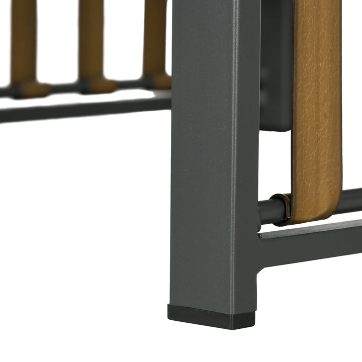 Havemøbelsæt med 3 dele, siddehynder, trædekor, rustfri metalramme, grå