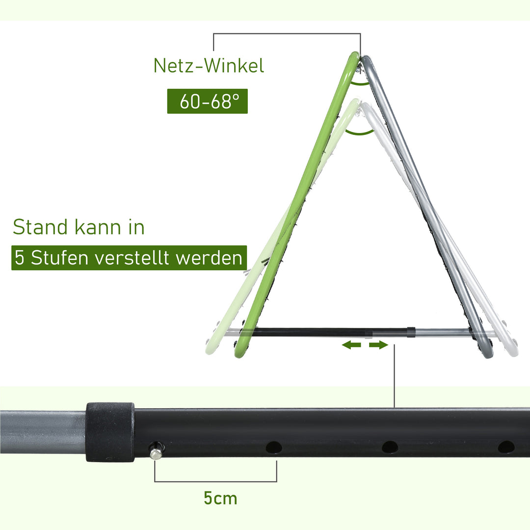 Fodbold-rebounder Kickback-mål Rebound-vægnet til baseball og basketball, dobbeltsidet rebound, justerbar i 5 positioner, metal, grøn og sort, 75 x 75 x 64 cm