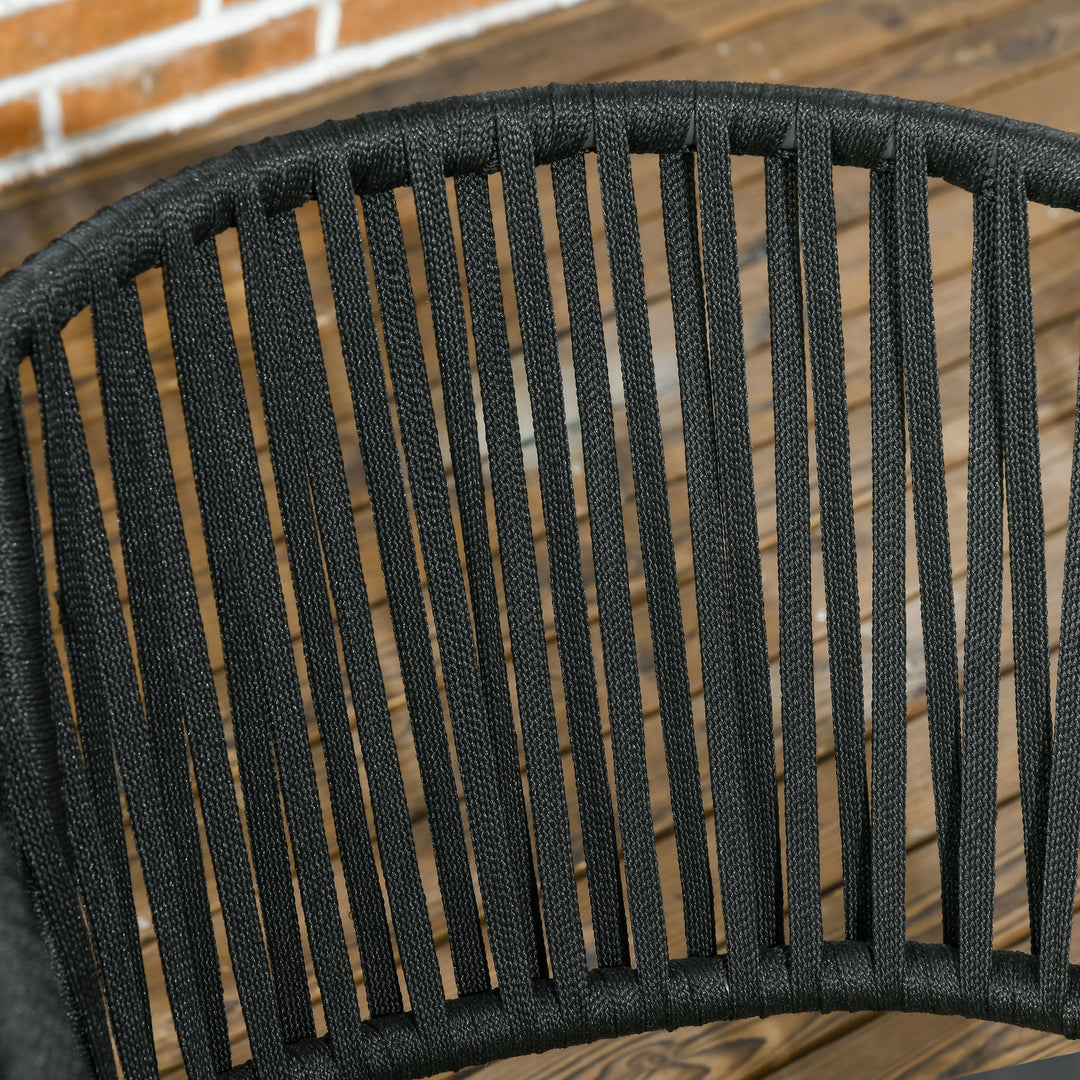 Havestole, sæt med 2, bohemedesign, sæde- og ryghynder, komfortabel sædeskal, metalstel, sort