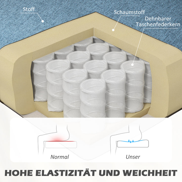 2-Personers sofa i retro-look, blød polstring, letplejeligt betræk, op til 150 kg, 117 x 56,5 x 77 cm, blå