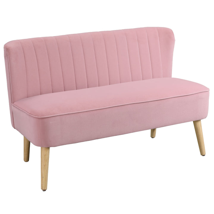 2-Personers stofsofa polstret sofa dobbeltsofa siddemøbler loungesofa træ fløjlsagtig polyesterskum pink 117 x 56,5 x 77 cm