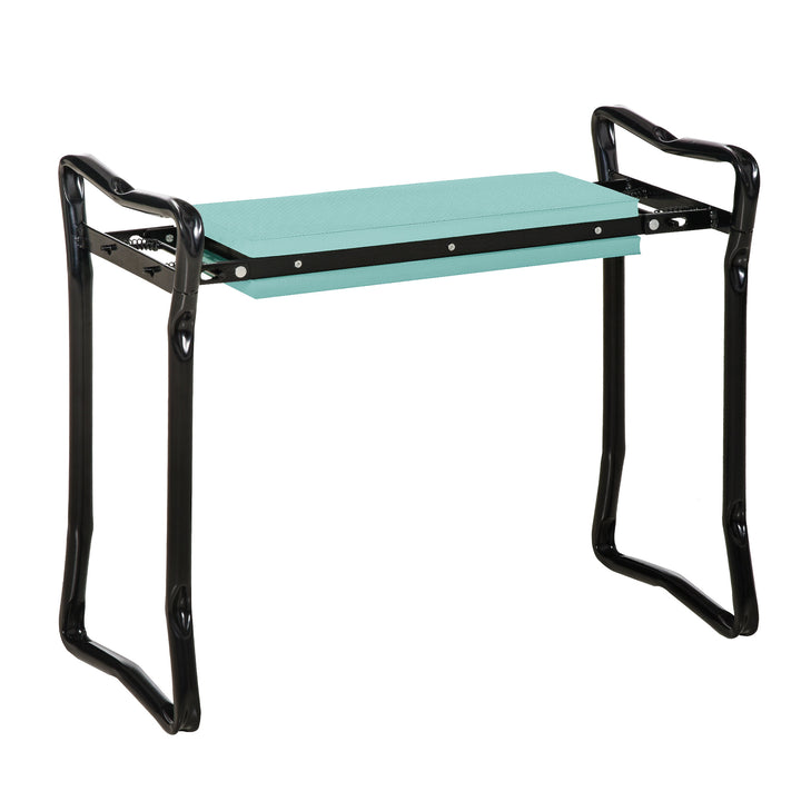 Knæbænk til havearbejde, foldbar haveskammel, havebænk, knæstøtte op til 150 kg, EVA-skum, stål, mørkegrøn, 58 x 28 x 49 cm