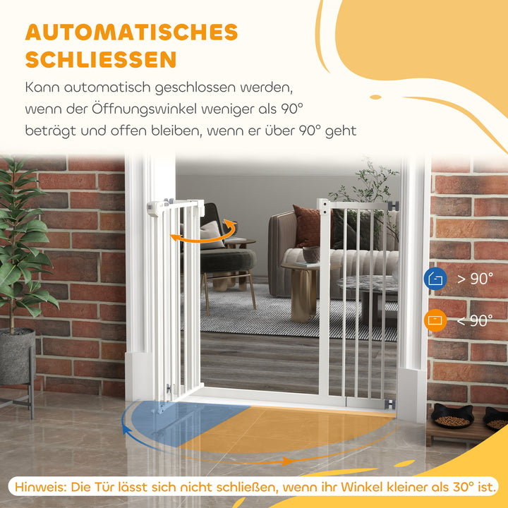 Hundegitter, kæledyrsgitter, metal, plast, 74-80/87-94 cm, hvid