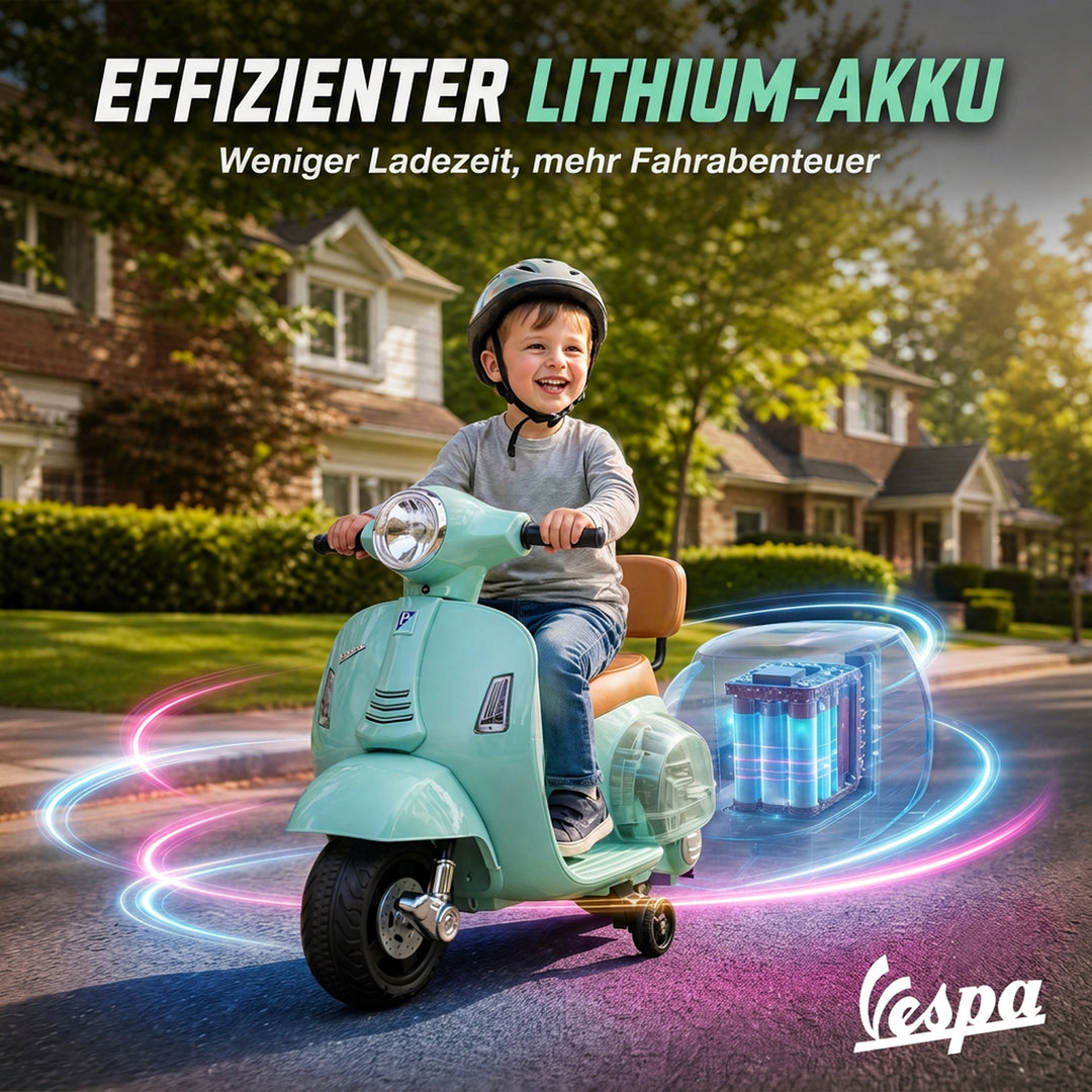 Elmotorcykel til børn Mini Vespa GTS 6V Elmotorcykel Grøn