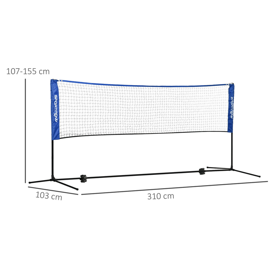 Badmintonnet, højdejusterbart, foldbart, med bæretaske, 3,10m, sort/blå