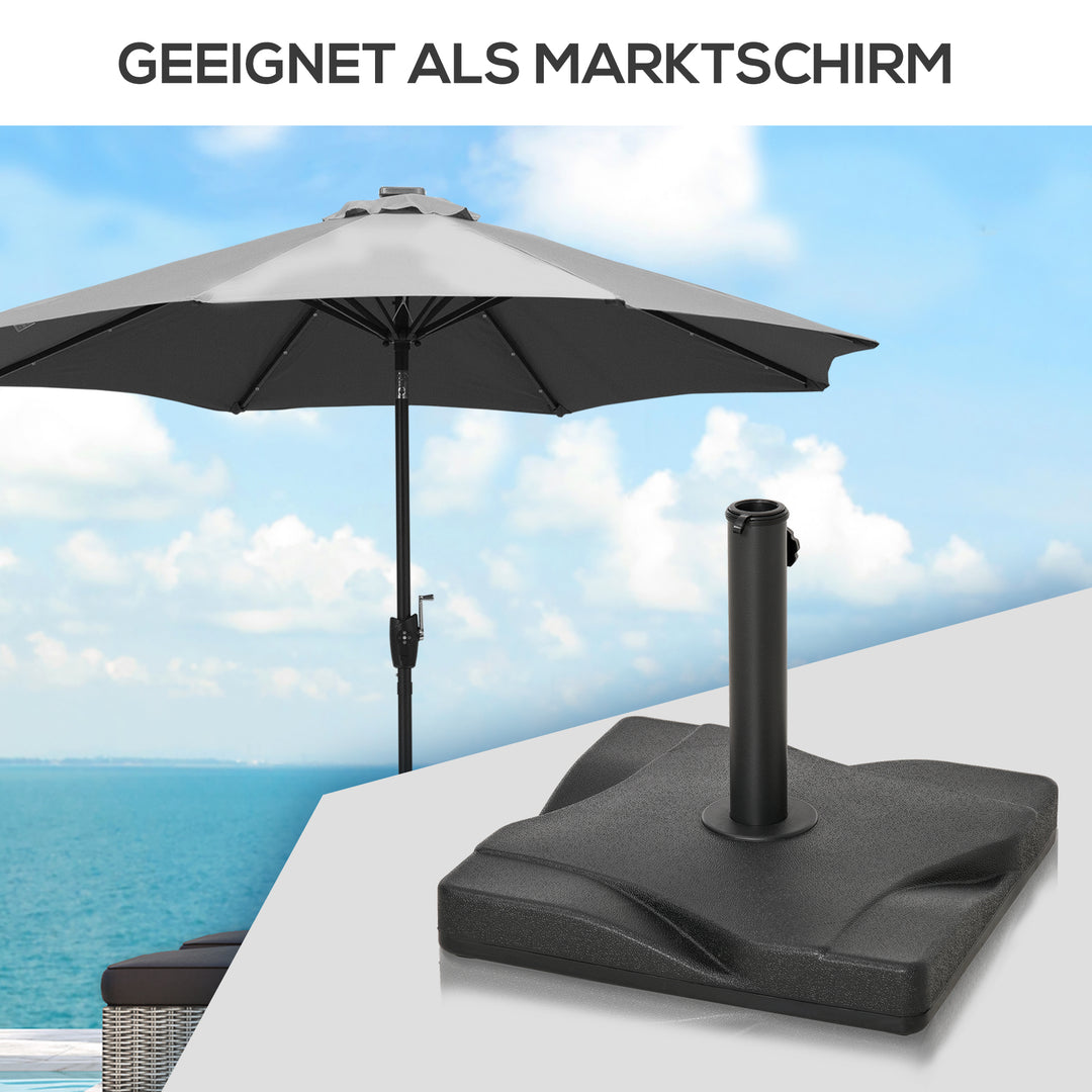 Parasolfod 20 kg, til parasolstænger 32/38/48 mm, til have, terrasse, altan, cement, 41,5 x 41,5 cm, sort