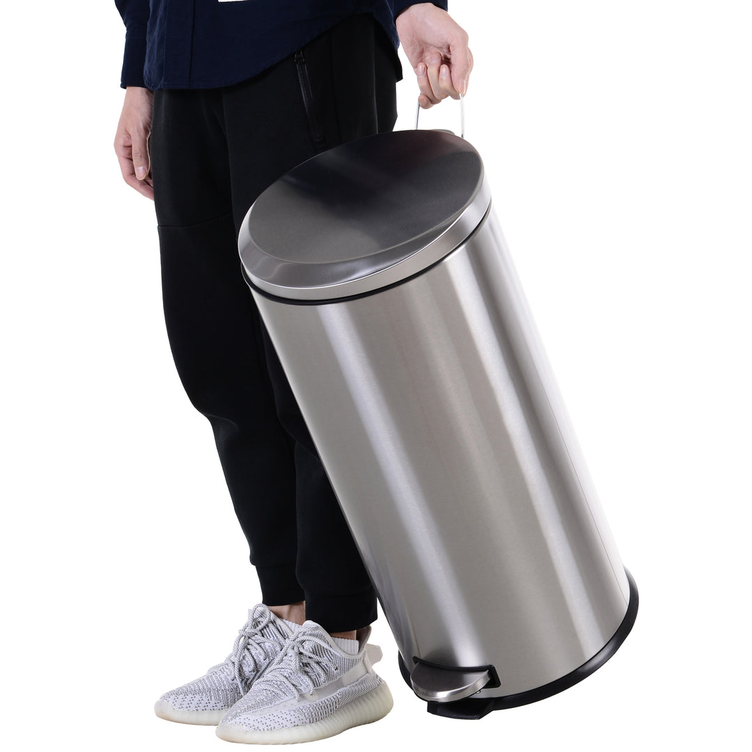 30L skraldespand, pedalspand i rustfrit stål, skraldespand med indvendig spand, skraldespand med låg og fodpedal, til stue, kontor, ø29,2 x 62,5 cm