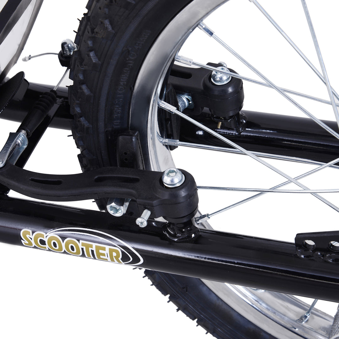 Børnescooter med pneumatiske dæk, sparkscooter, city scooter til børn, sparkbræt 16 tommer fra 5 år, højdejusterbar, sort, 143 x 58 x 92-100 cm