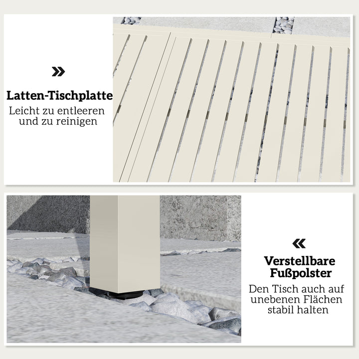 Udtrækkeligt havebord 150/225 x 85 cm, aluminiums spisebord til 6-8 personer, rektangulært, til haven, lameldesign