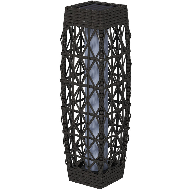 Rattan udendørslampe, solcelledrevet havelampe, automatisk tænding, LED, vejrbestandig, metalramme, 20 x 20 x 68 cm, grå