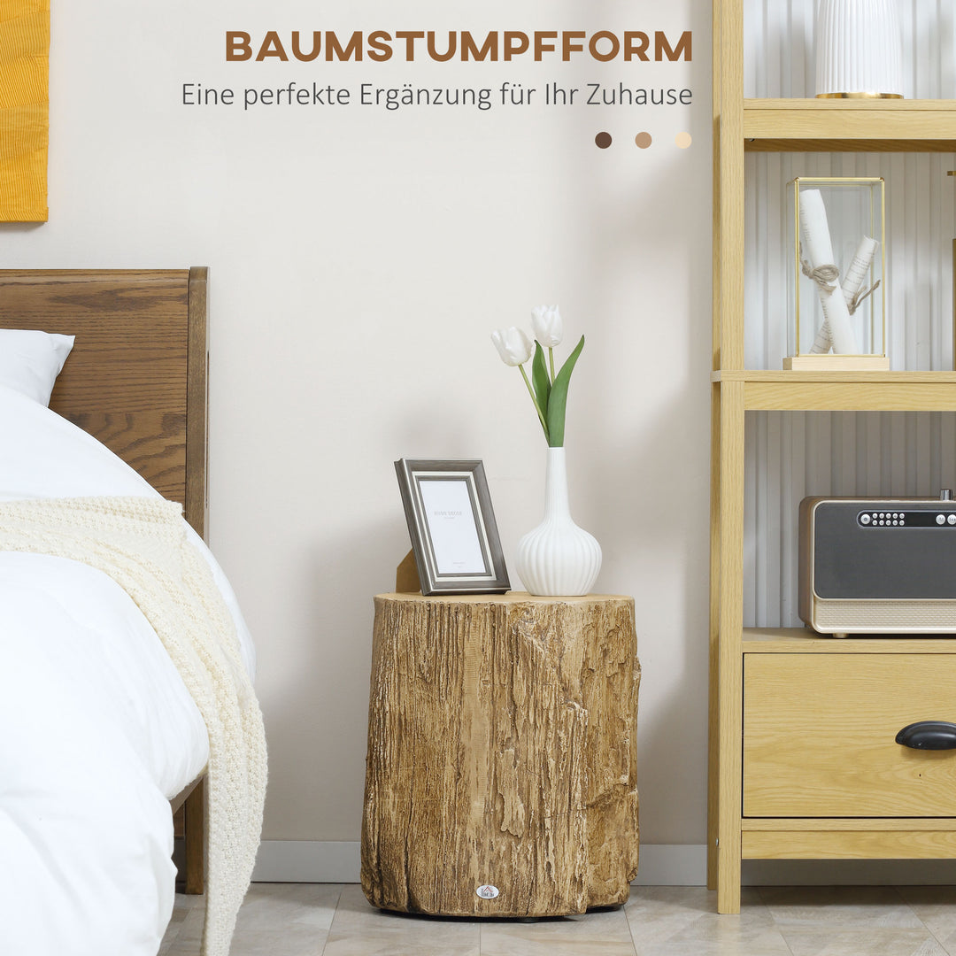 Sidebord træstub-look justerbare fødder 37 cm x 37 cm x 43 cm betonbrun