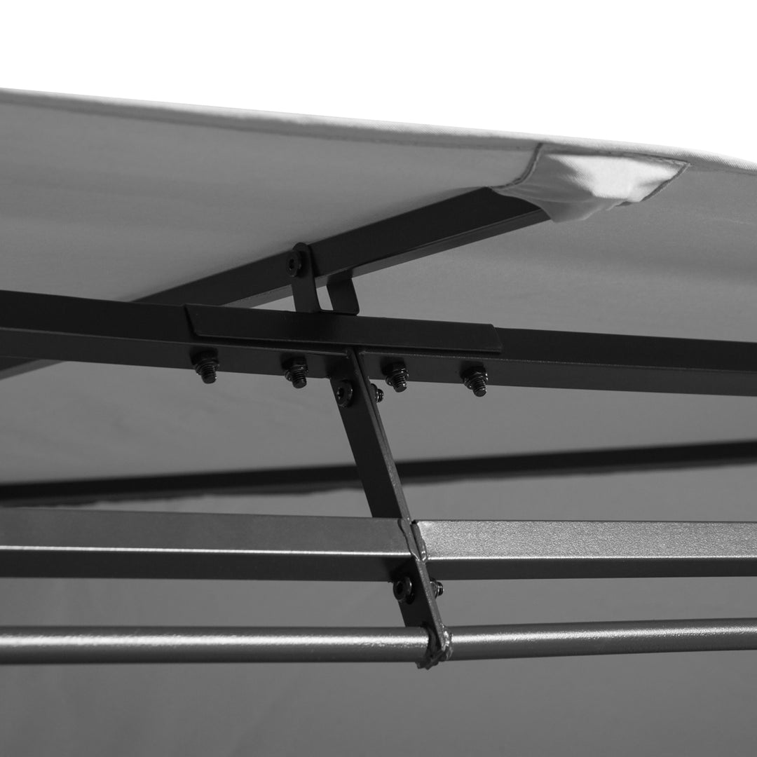 Pavilion 3x4m havepavillon med 6 sidepaneler festtelt havetelt med dobbelt tag mørkegrå