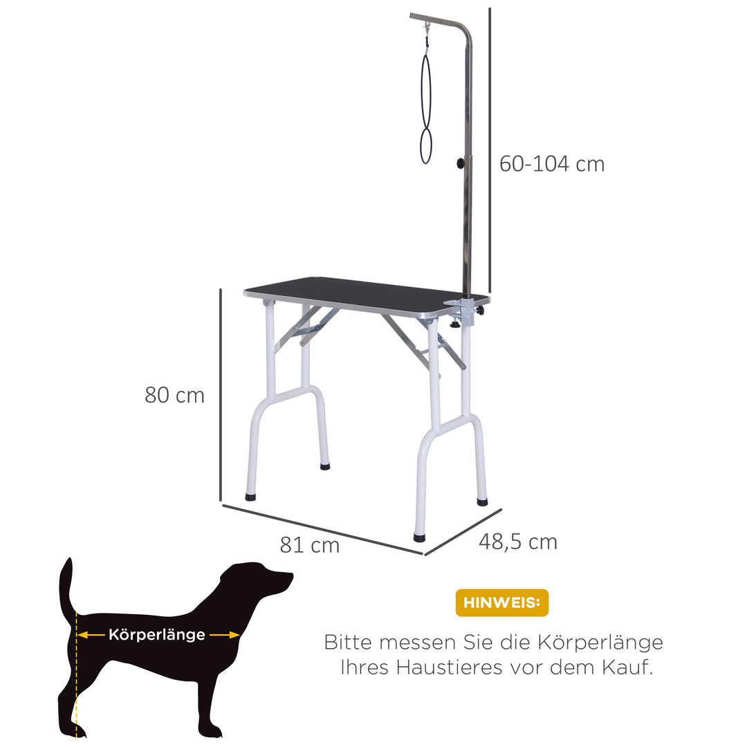 Trimmebord sammenklappeligt plejebord til hunde og katte metal sort 81 x 48,5 x 80 cm
