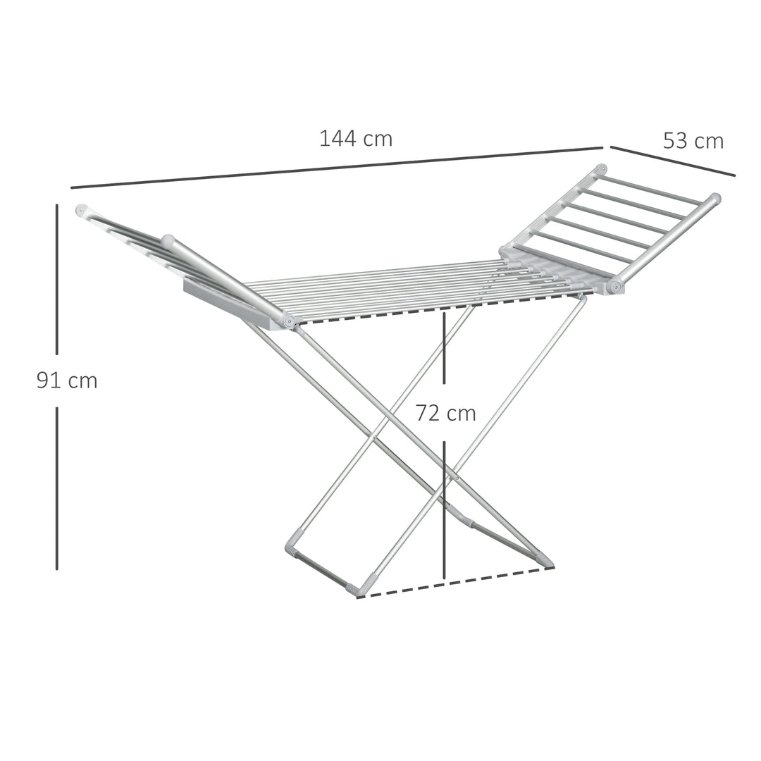Tørrestativ med varmefunktion, 45-55 tommer, foldbar, 144l x 53b x 96h cm