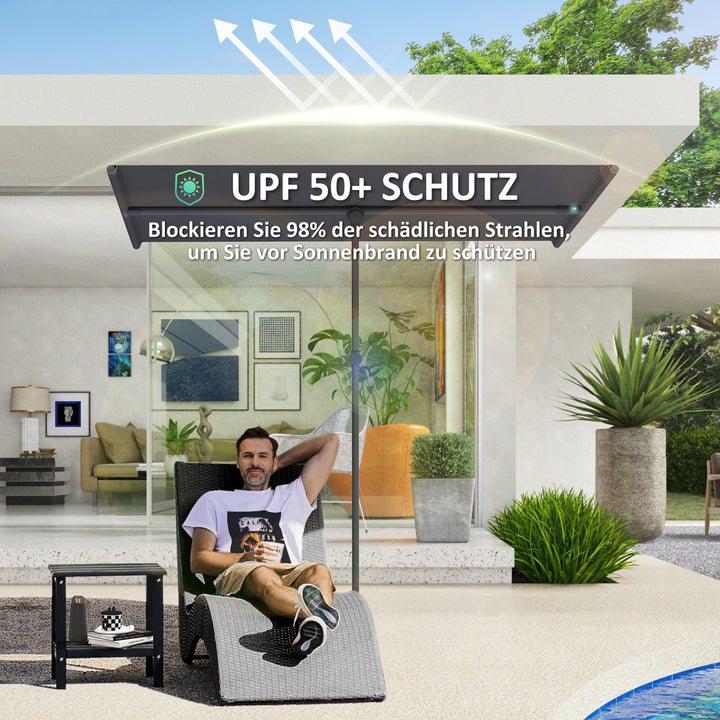 Parasol 180 graders drejelig højdejusterbar haveparasol med aluminiumsstang 150x205cm mørkegrå