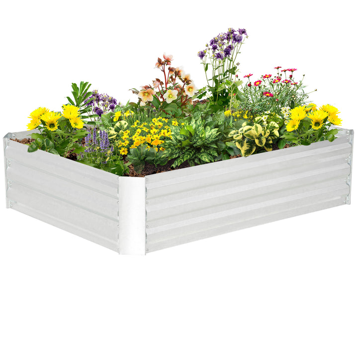 Højbed lavet af galvaniseret stål havebed plantekasse til haven blomsterpotte sølv 120 x 90 x 30 cm